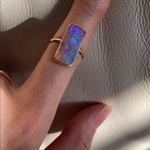 Real 14k rose gold Australian boulder opal ring